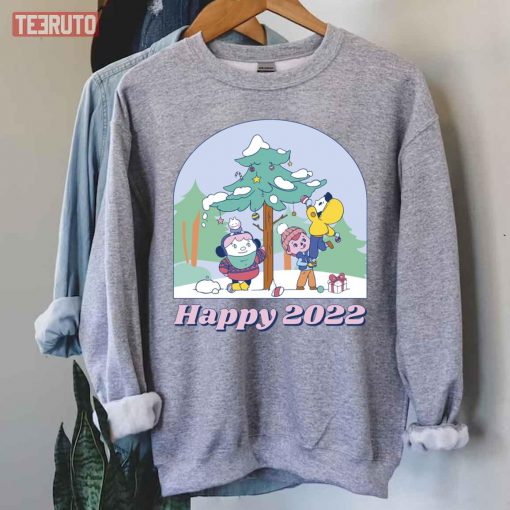 Happy 2022 Funny New Years Cute Cartoon Unisex T-Shirt