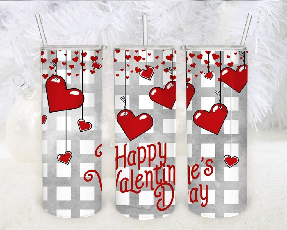 Happy Valentines Day File Png Rose Heart 20oz Skinny Tumbler