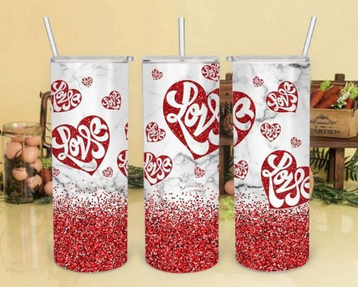 Heart Love File Png Glitter 20oz Skinny Tumbler