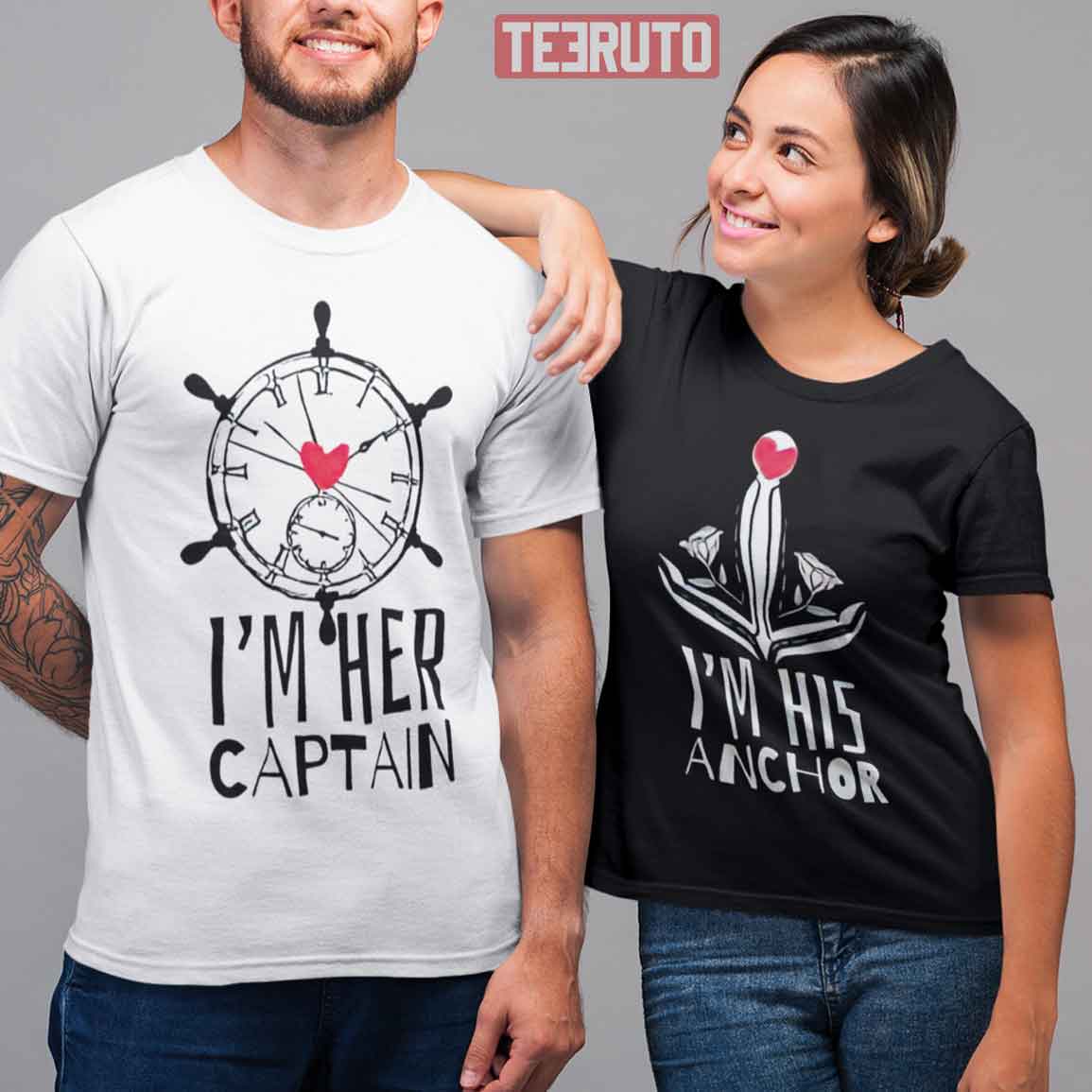 I'm Her Captain His Anchor Husband And Wife Couple Matching Valentine T-Shirt