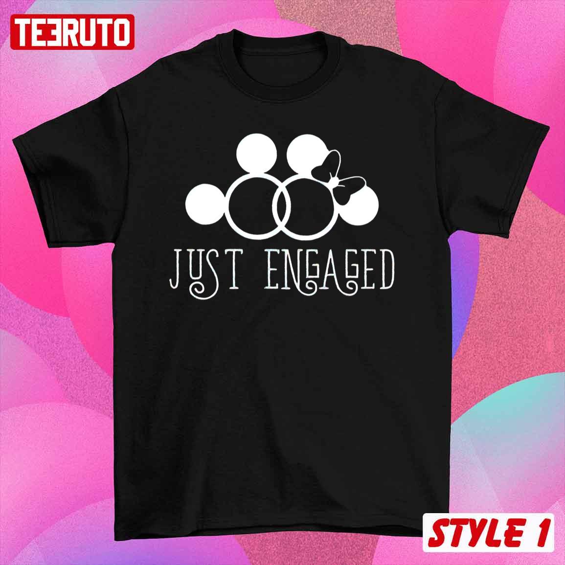 Just Engaged Mickey And Minnie Mouse Disney Couple Matching Hoodie