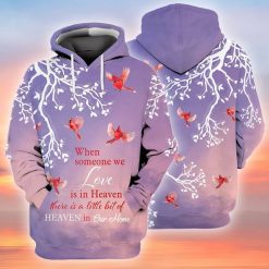 Memorial Day Bird Cardinal When Someone We Love Is In Haven There Is A Little Bit Of Heaven In Our Home 3d Hoodie