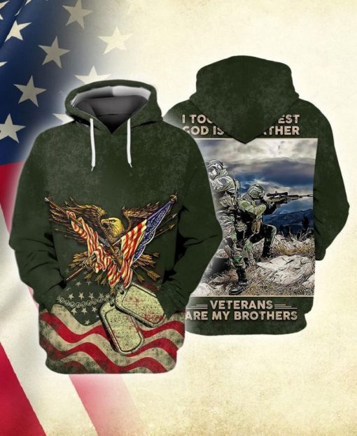 Memorial Day Veterans American Flag Eagle Veterans Are My Brother 3d Hoodie