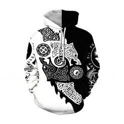 Mens Viking Wolf Hoodie 3D