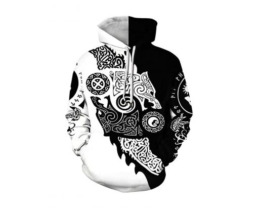 Mens Viking Wolf Hoodie 3D