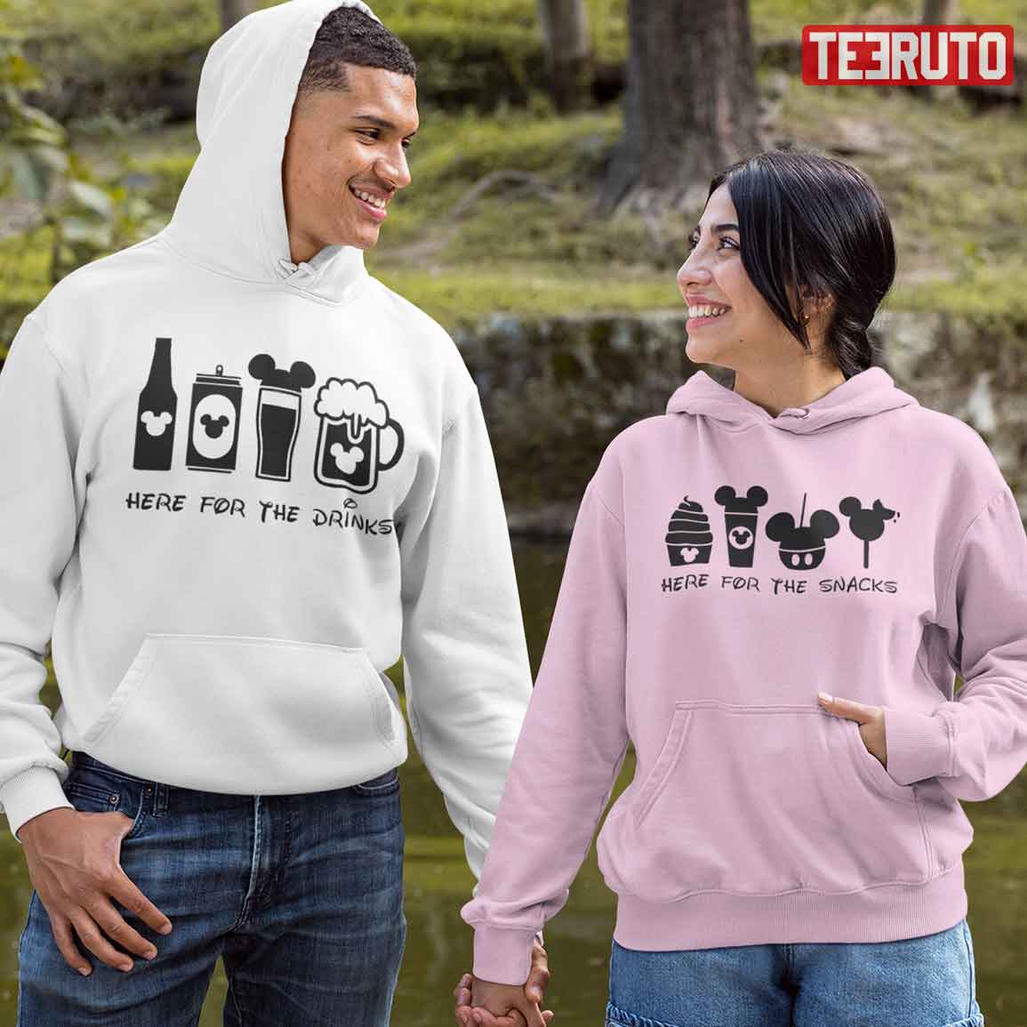 Mickey Ears Disney Here For The Snacks Drinks Couple Matching Valentine Hoodie