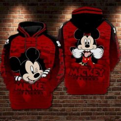 Mickey And Minnie Mouse Brick Wall Style 3d T Bomber Hoodie