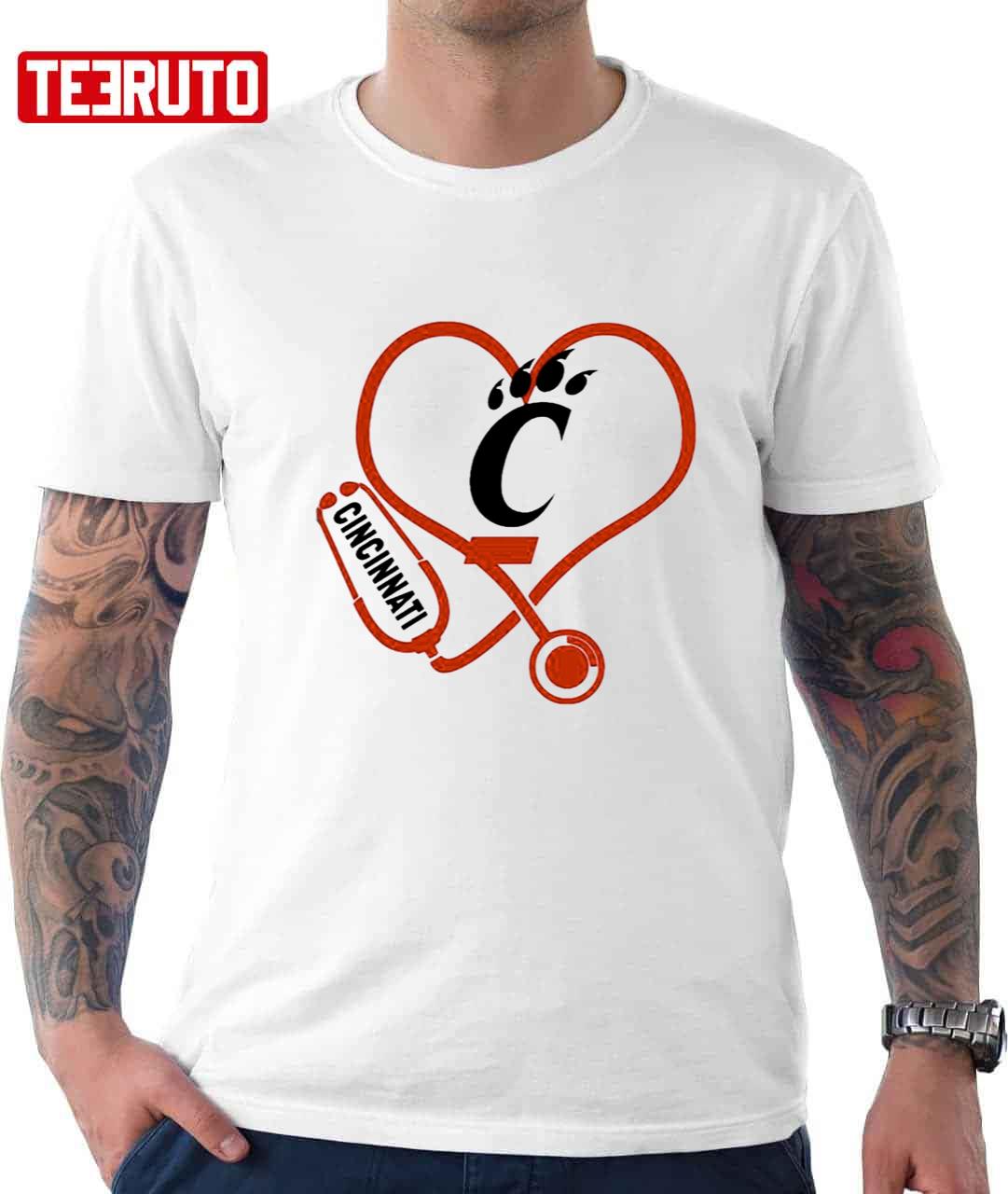 Nurse Love Cincinnati Bearcats Heartbeat Unisex T-Shirt