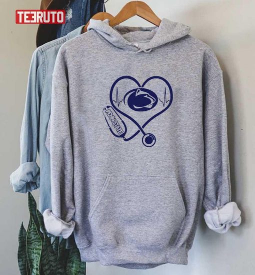 Nurse Love Penn State Nittany Lions Heartbeat Unisex Hoodie