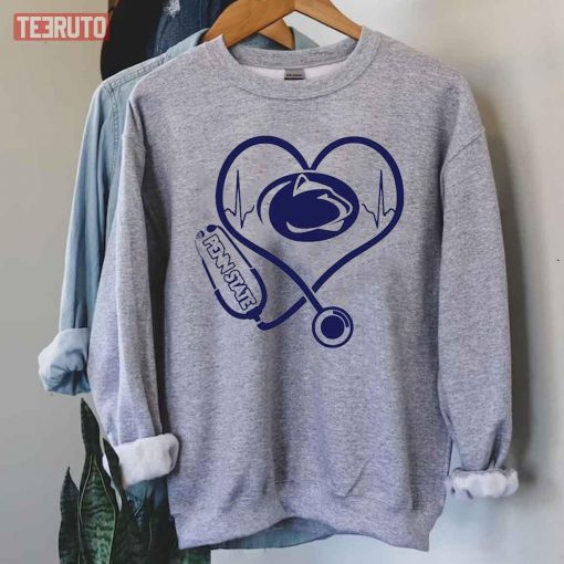 Nurse Love Penn State Nittany Lions Heartbeat Unisex Hoodie