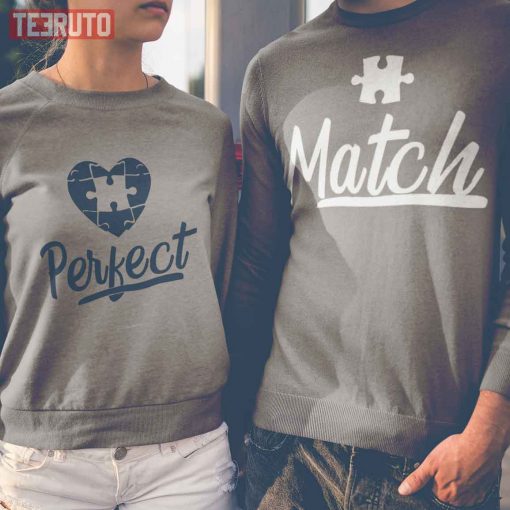 Perfect Heart Match Puzzle Couple Matching Valentine Sweatshirt