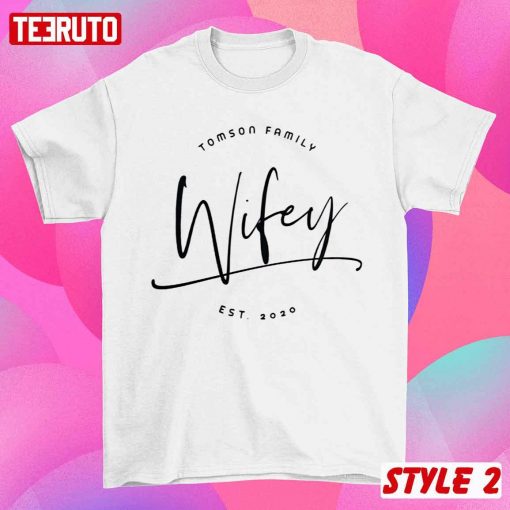 Personalize Family Name Hubby Wifey Husband And Wife Matching Couple Valentine T-Shirt