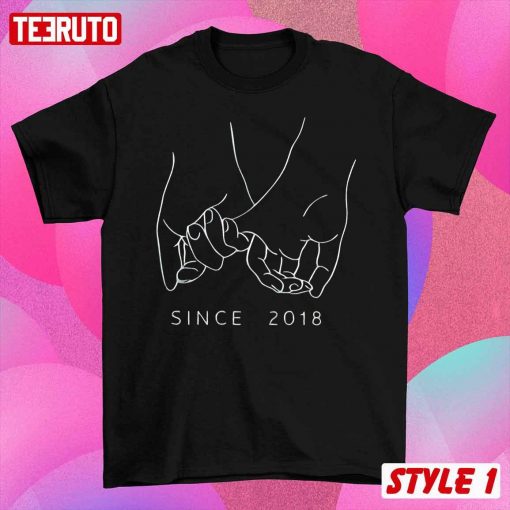 Personalize Hands Draw Together Since Husband And Wife Matching Couple Valentine T-Shirt