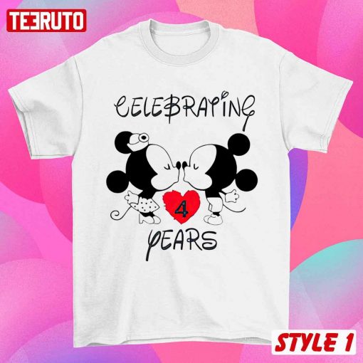 Personalize Mickey Minnie Celebrating Anniversary Husband And Wife Matching T-Shirt