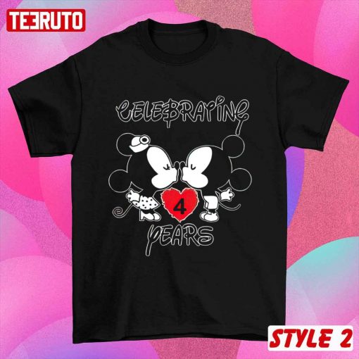 Personalize Mickey Minnie Celebrating Anniversary Husband And Wife Matching T-Shirt