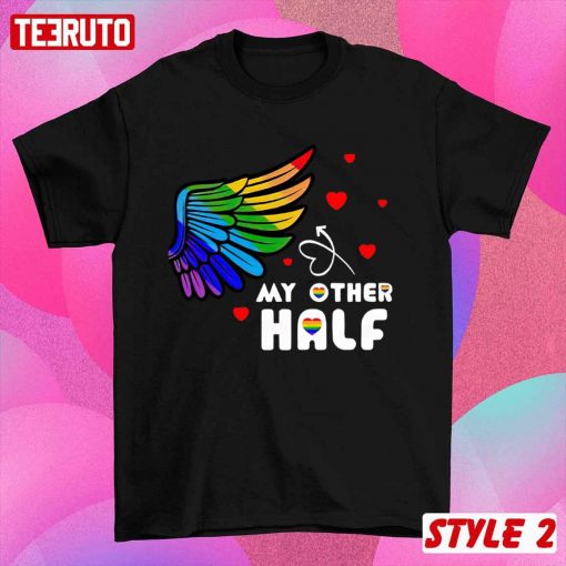 Rainbow LGBT Wing My Other Half Couple Matching Valentine T-Shirt