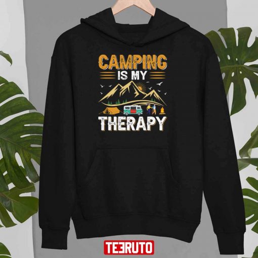 Retro Camping Is My Therapy Camping Funny Quote Unisex Sweatshirt