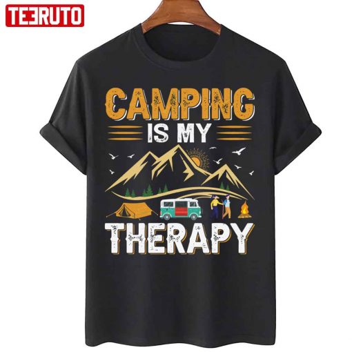 Retro Camping Is My Therapy Camping Funny Quote Unisex Sweatshirt