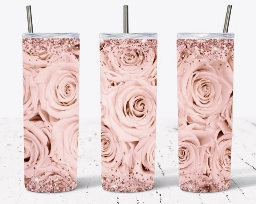 Roses Glitter 20oz Skinny Tumbler Wrap