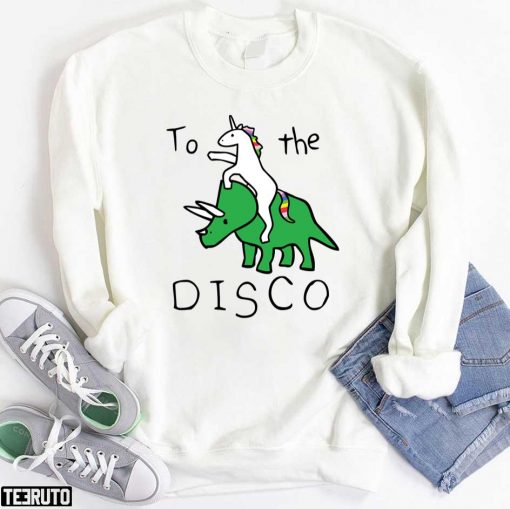 To The Disco Unicorn Riding Triceratops Unisex T-Shirt