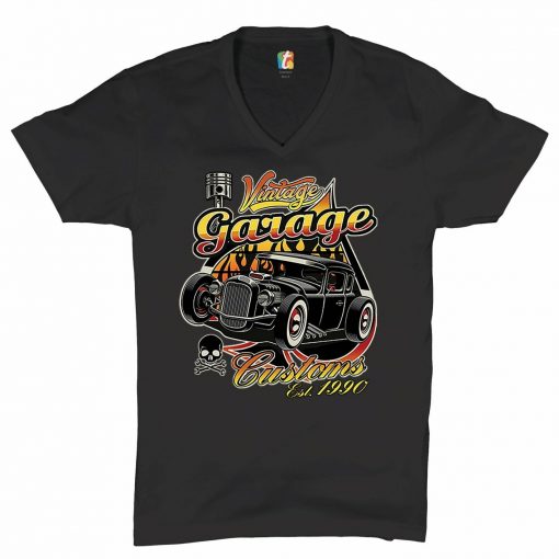 Vintage Garage Customs Est. 1990 V-neck Unisex T-Shirt