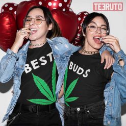 Weed Marijuana Leaf Best Buds Couple Matching Valentine T-Shirt