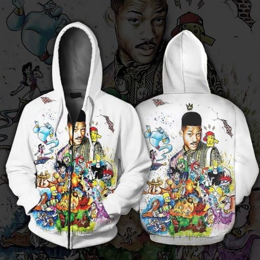 Will Smith Simpson Family Aladdin Dragon Ball Z Mario 3d T Bomber Hoodie