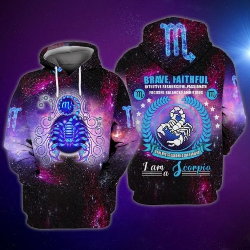 Zodiac Scorpio Brave Faithful Intuitive Resourceful Passionate Focused Balanced 3d Hoodie