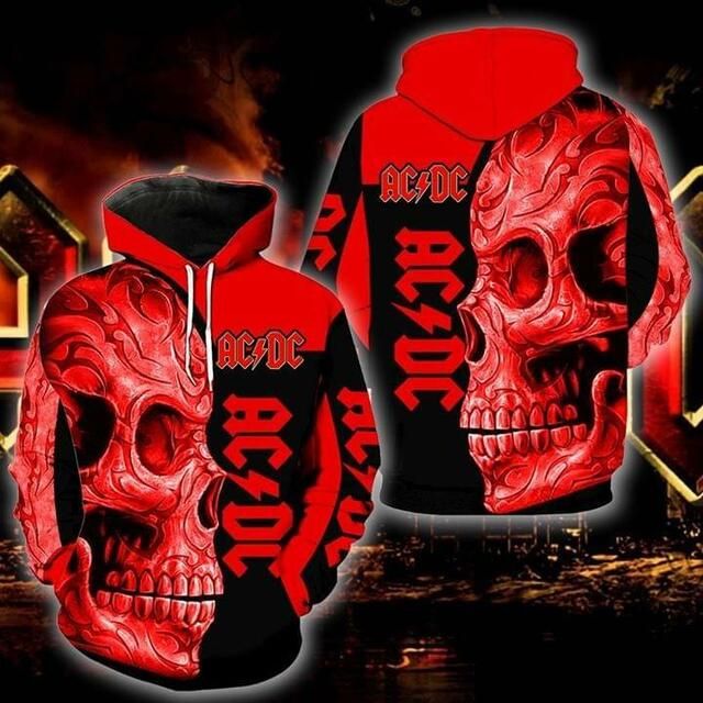 Acdc Rock Band Music X Skull 3d Zip Hoodie