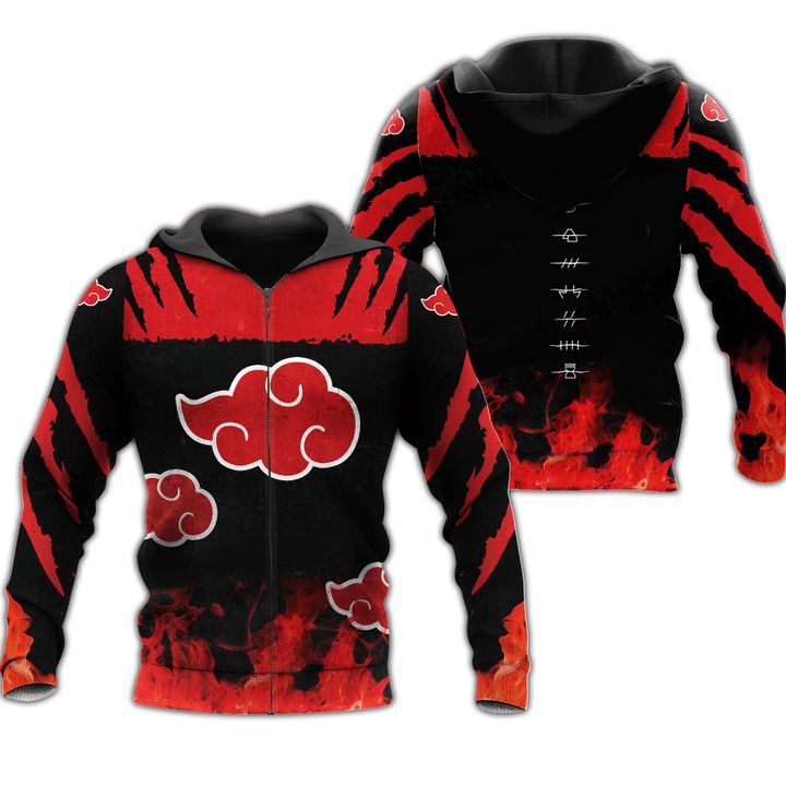 Akatsuki Cosplay Naruto Anime Manga 3d Zip Hoodie