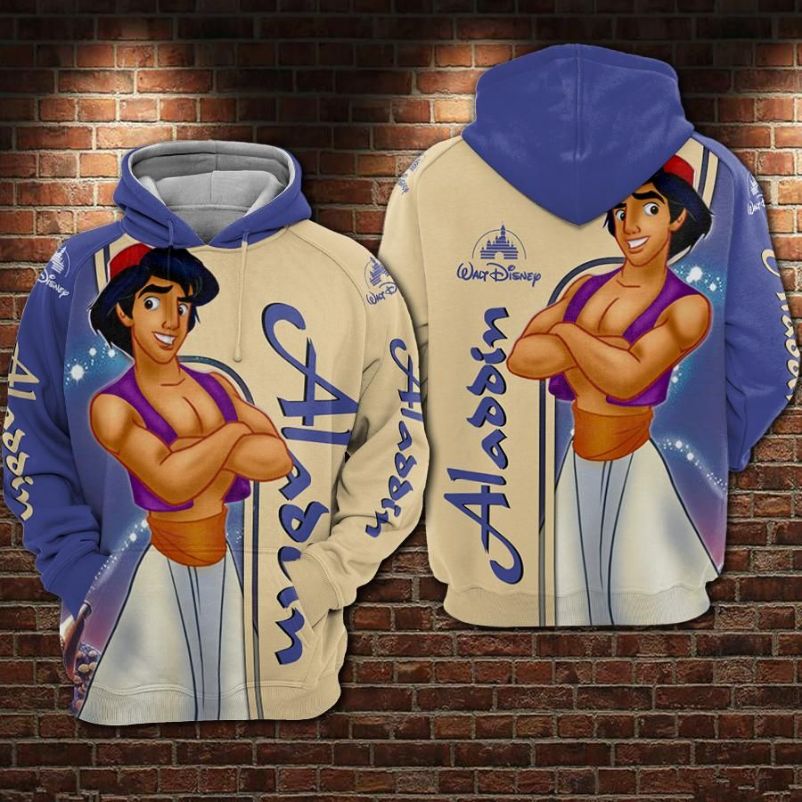 Aladin Cartoon Aladin And The Magic Lamp Over Print 3d Zip Hoodie