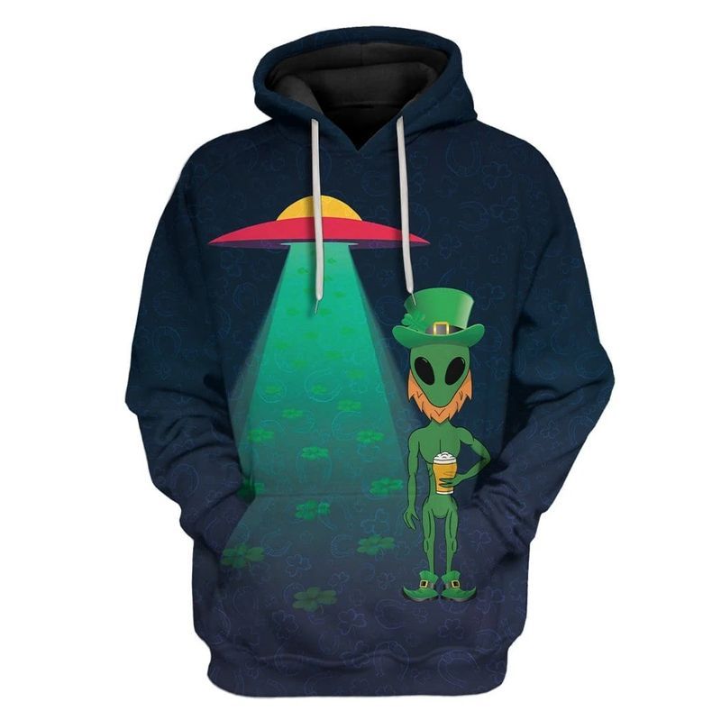 Alien St Patricks Day Over Print 3d Zip 2 Hoodie