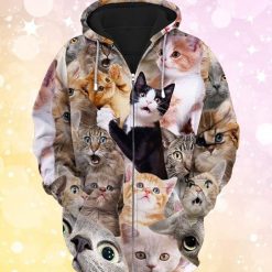 All Cats Animal Lovers Zip 3d T Shirt Zip Bomber Hoodie