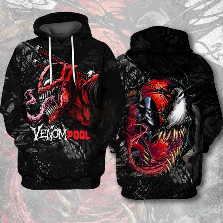 Amazing Venom Deadpool Marvel Over Print 3d Zip Hoodie