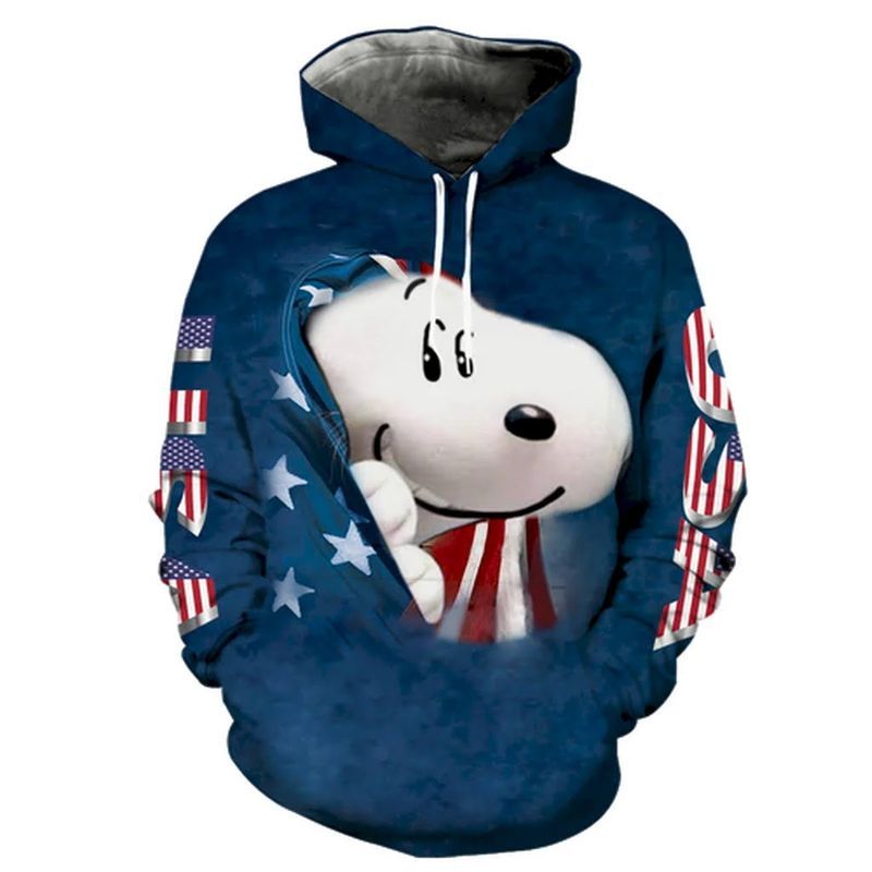 American Flag Snoopy Full All Over Print 3d Zip Hoodie