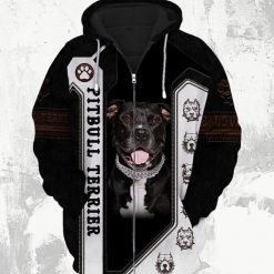 American Pitbull Terrier Dog 3d Zip Hoodie