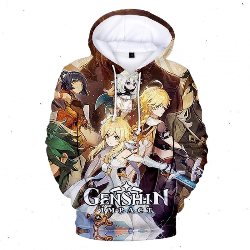 Anime Genshin Impact Over Print 3d Zip 4 Hoodie