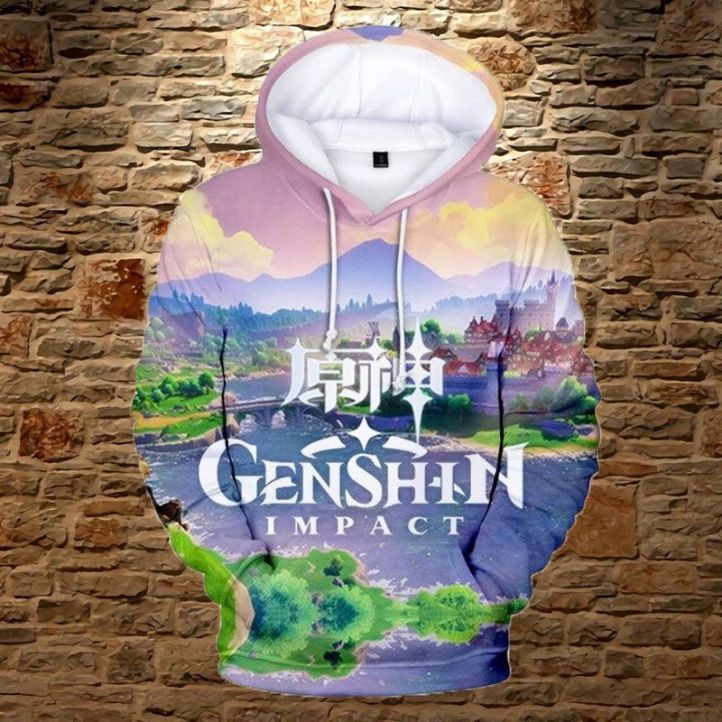 Anime Genshin Impact Over Print 3d Zip Hoodie