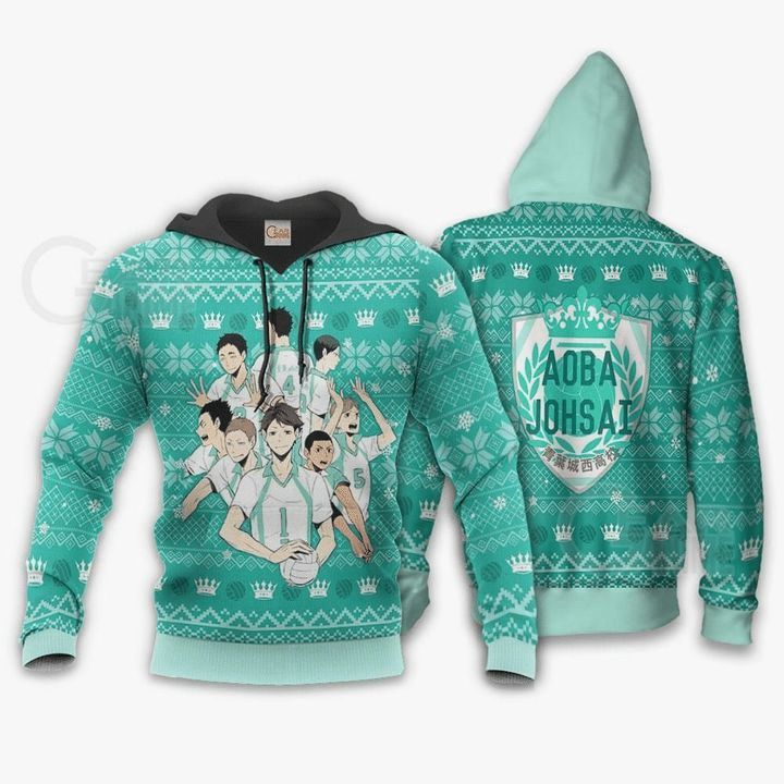 Aoba Johsai Ugly Christmas Haikyuu Anime Manga 3d Zip Hoodie