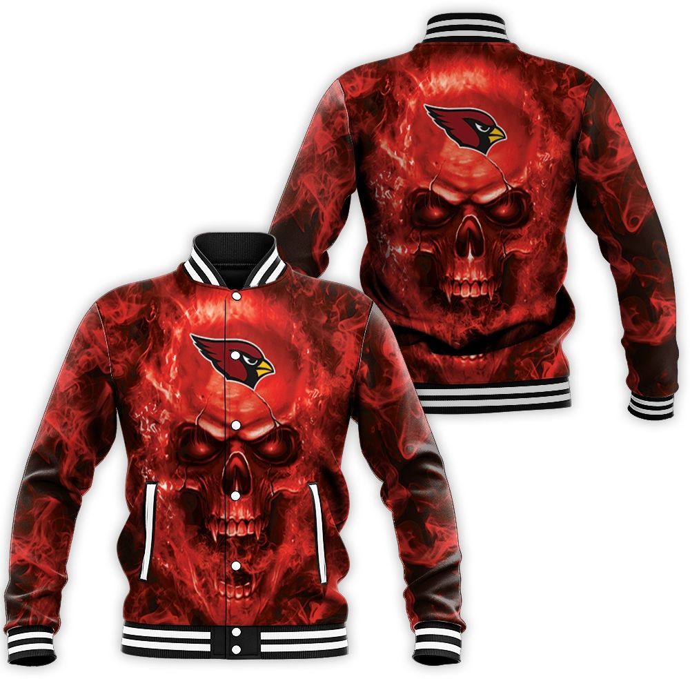 Arizona Cardinals Nfl Fans Skull Baseball Jacket