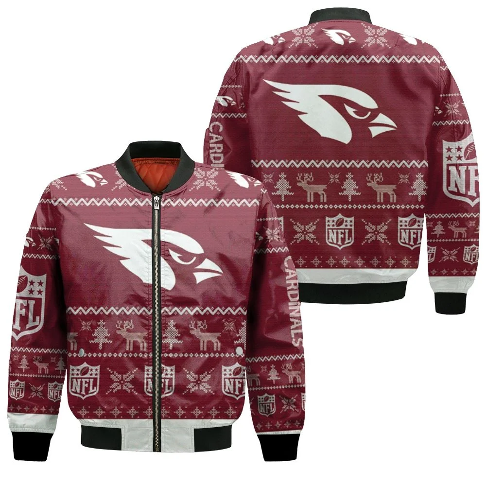 Arizona Cardinals Nfl Ugly Sweatshirt Christmas 3d Bomber Jacket