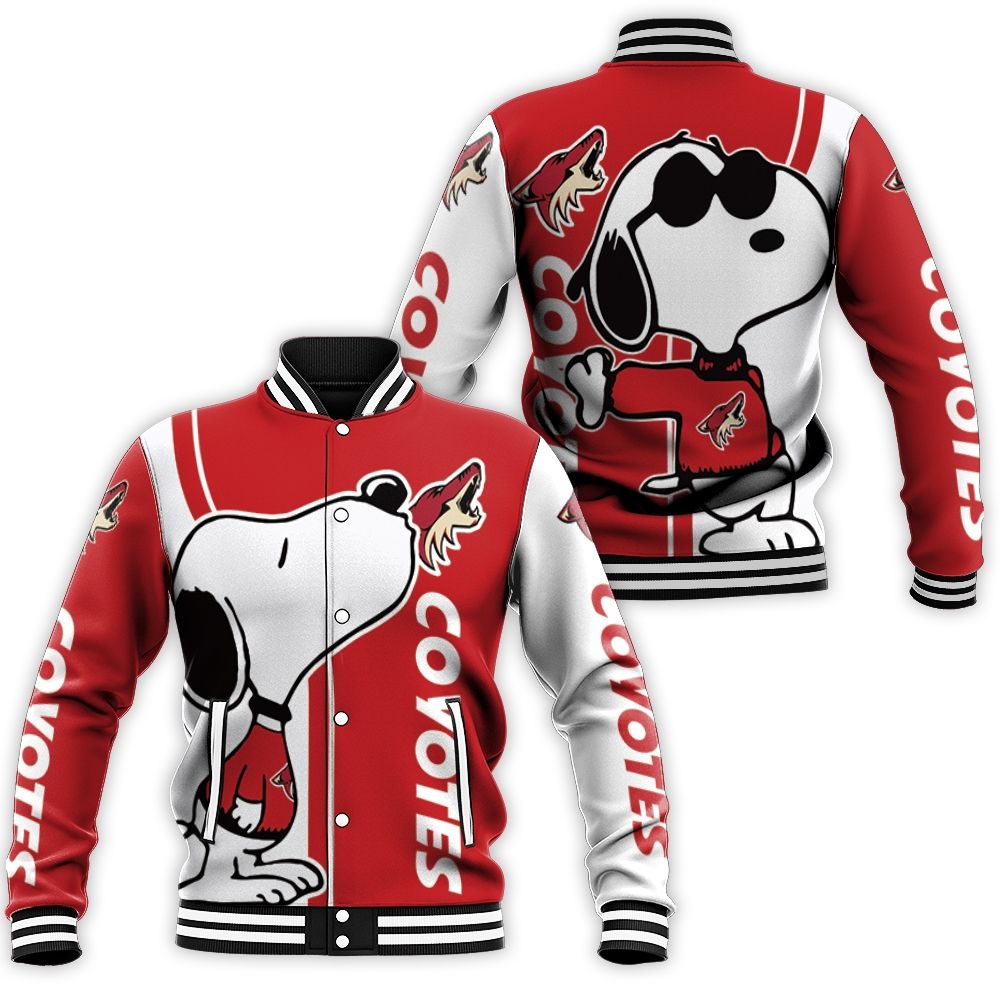 Arizona Coyotes Snoopy Lover 3d Printed Baseball Jacket