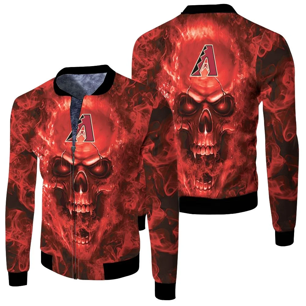 Arizona Diamondbacks Mlb Fans Skull Fleece Bomber Jacket