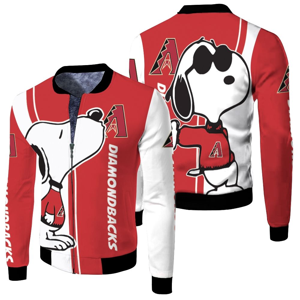 Arizona Diamondbacks Snoopy Lover 3d Printed Fleece Bomber Jacket