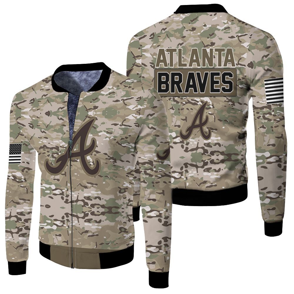 Atlanta Braves Camouflage Veteran 3d Jersey Bomber Jacket - Teeruto