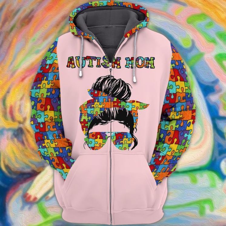 Autism Awareness Autism Mom 3d Zip Hoodie