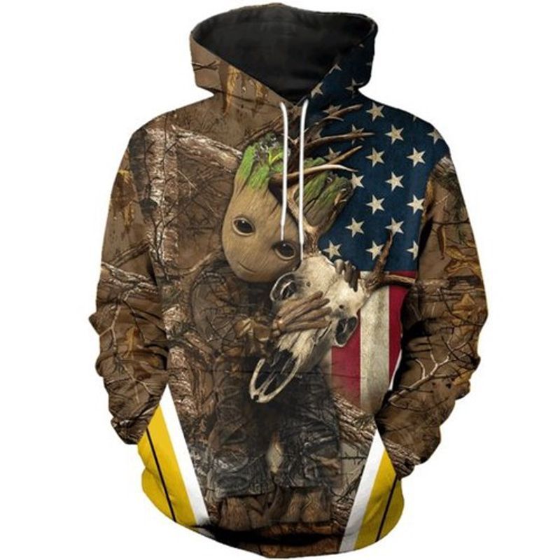 Baby Groot Star Wars Skull Deer Camo Deer Hunting 3d Hoodie