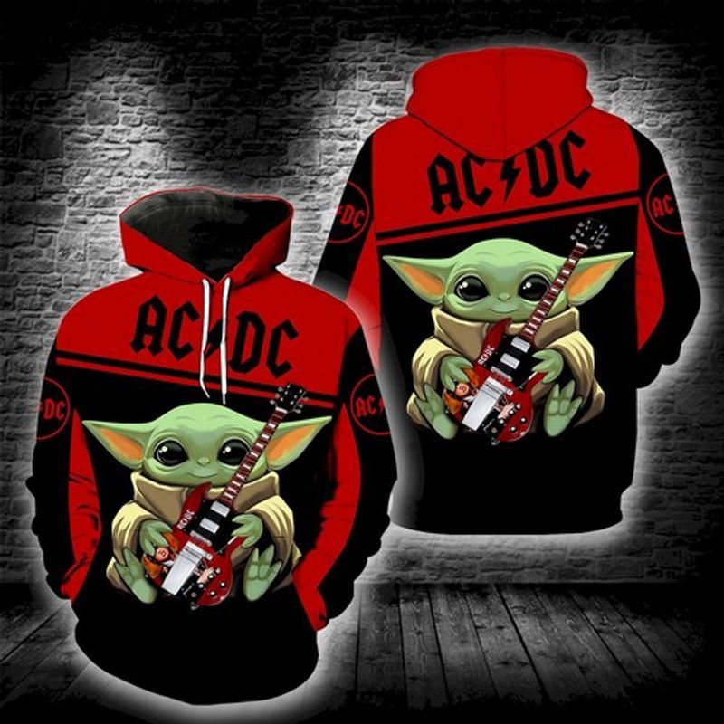 Baby Yoda Ac Dc 3d Hoodie