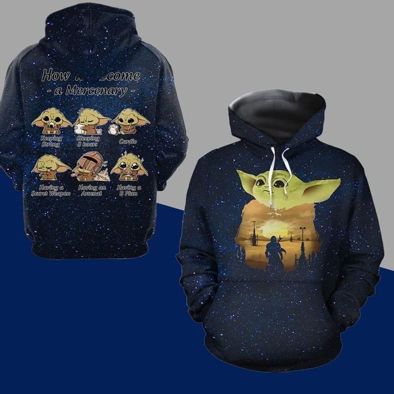 Baby Yoda Mandalorian Star Wars Over Print 3d Zip Hoodie