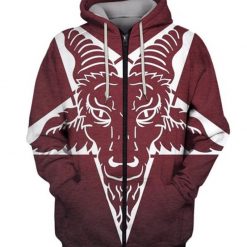 Baphomet Sigil Satanic Red 3d Zip Hoodie